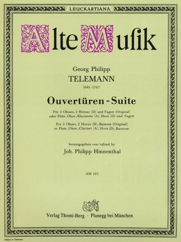 G.Ph. Telemann: Ouvertren-Suite,2 Oboen<br>2 Hrner + Fagott