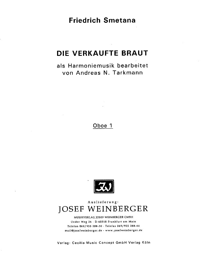 F. Smetana: Die verkaufte Braut /arr.fr<br>Blseroktett + KBa / Stimmen