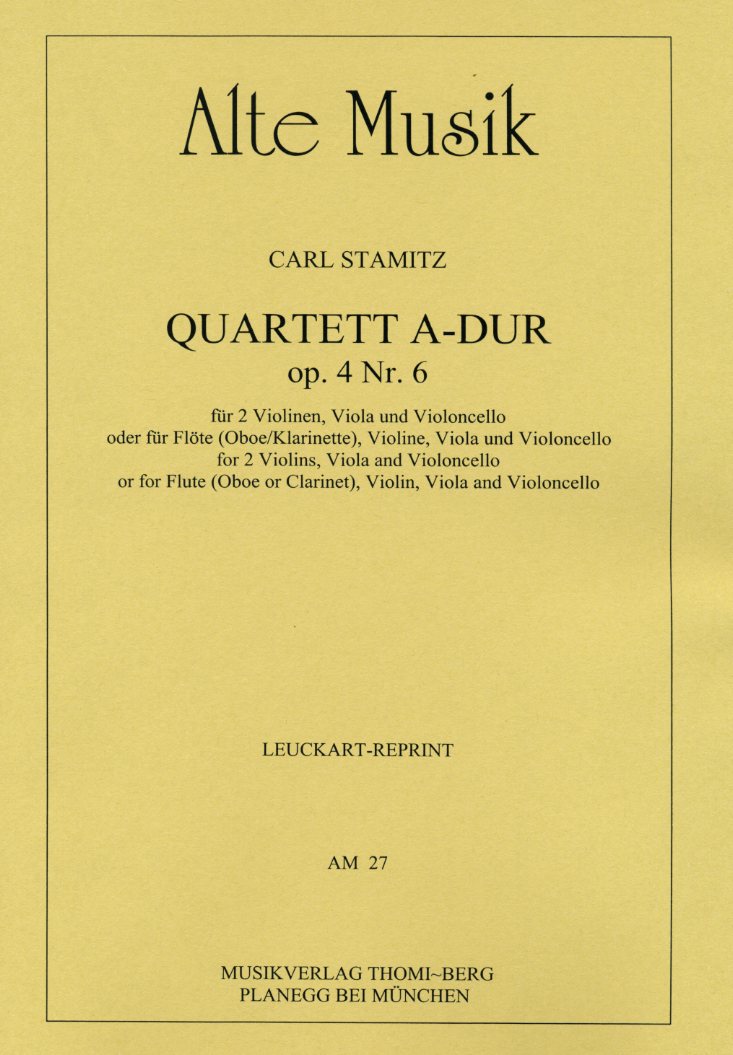 C. Stamitz: Quartett A-Dur op. 14/6 fr<br>Flte (Oboe), Violine, Viola + Vc