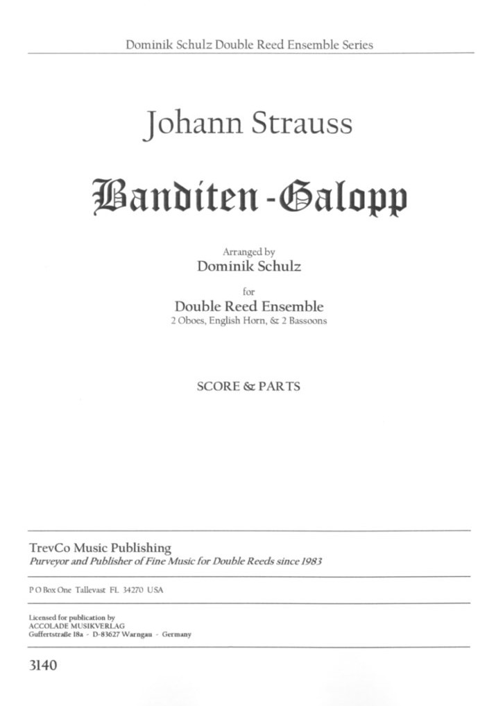 J. Strau: Banditen-Galopp / 2 Oboen,<br>Engl. Horn + 2 Fag. -Part.+Stimmen