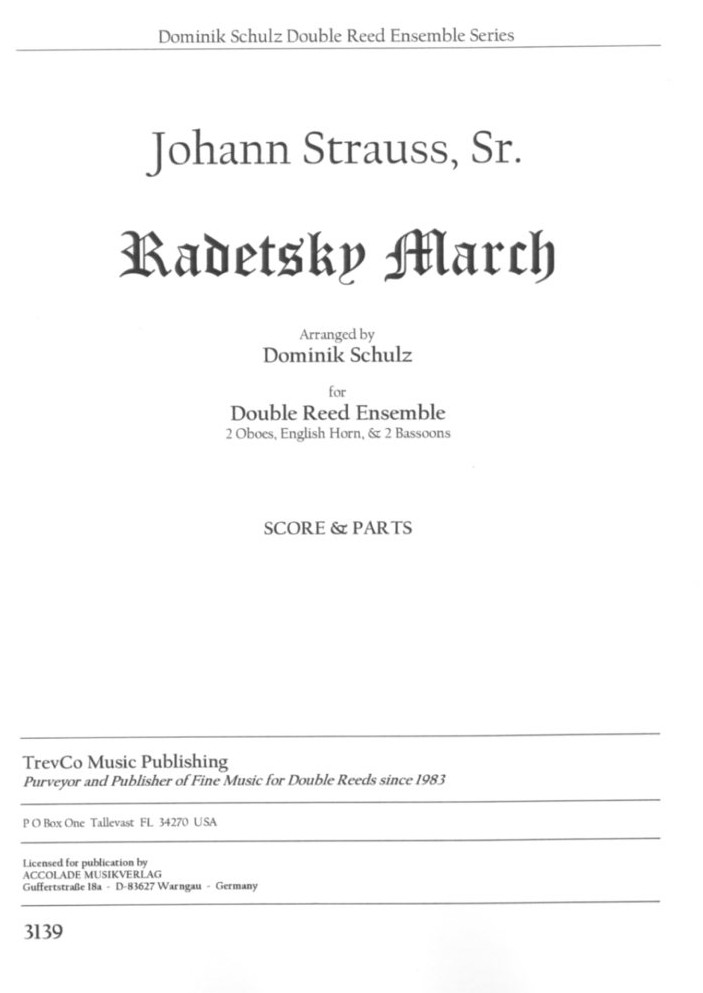 J. Strau: Radettzky-Marsch / 2 Oboen,<br>Engl. Horn + 2 Fag. -Part.+Stimmen