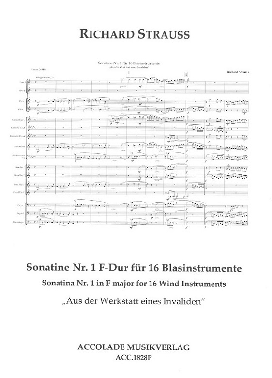 R. Strauss: Sonatine No. 1 F-Dur<br>"Aus der Werkstatt" - 16 Blser / Stu-Pa