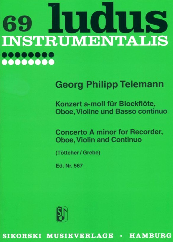 G.Ph. Telemann: Quartett in a-moll 43:a3<br>fr Flte, Oboe, Violine + BC (Sikorski)