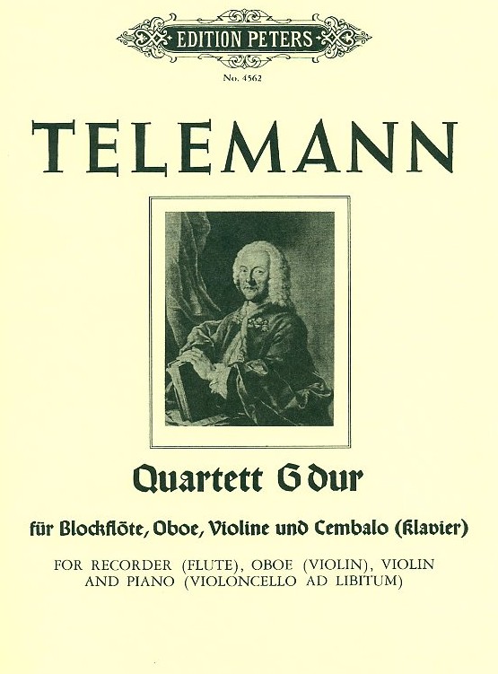 G.Ph. Telemann: Quartett in G-Dur 43:G6<br>fr Flte, Oboe, Violine + BC (Peters)