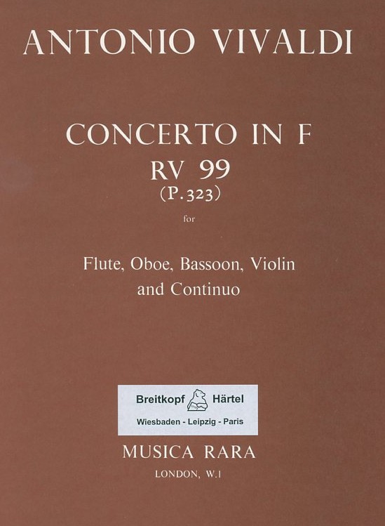 A. Vivaldi: Konzert F-Dur RV 99 / Fl.,<br>Oboe, Vl., Fagott + BC /Musica Rara