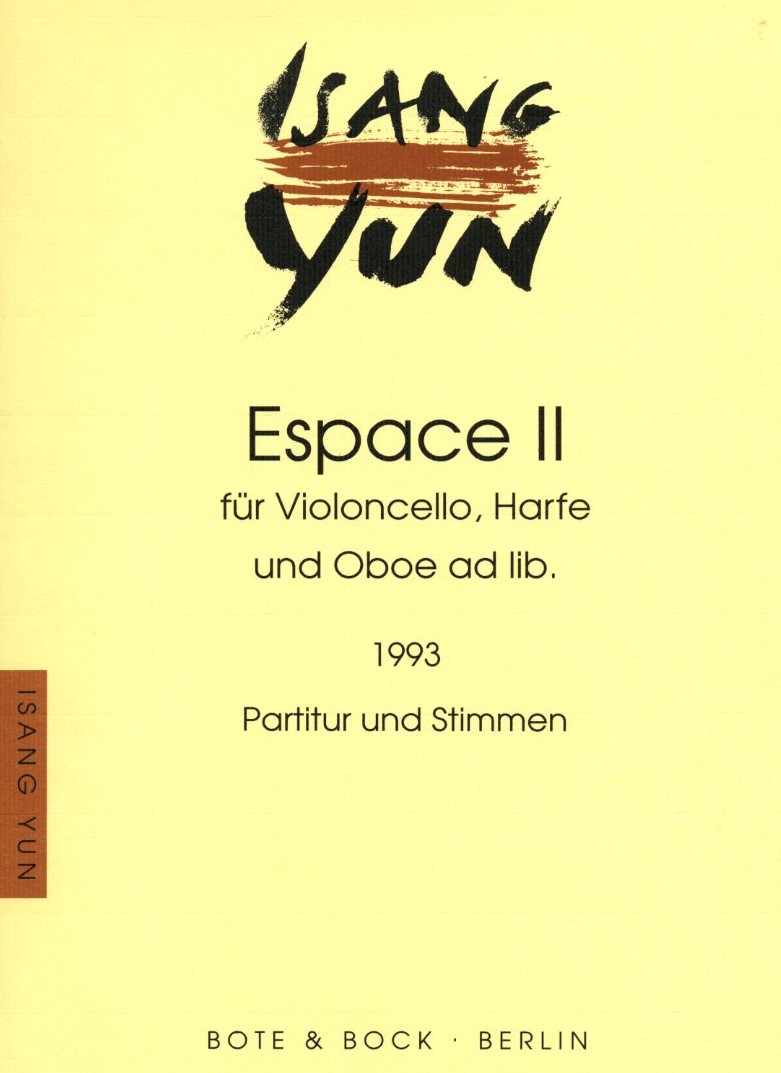 I. Yun: &acute;Espace 2&acute; (1993) - fr Oboe,<br>Cello + Harfe - Partitur + Stimmen